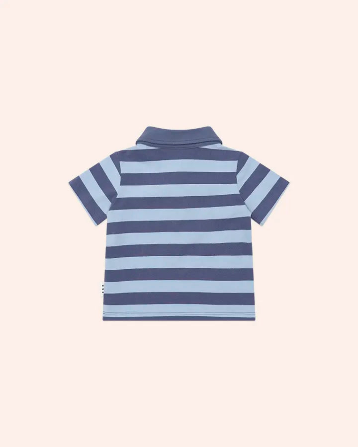 $50-55 PEEPING HUX BLUE STRIPE POLO T-SHIRT- BLUE