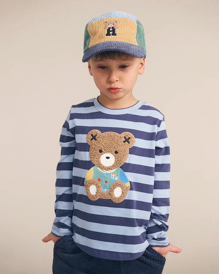 $50-55 FURRY HUX BLUE STRIPE BEAR TOP