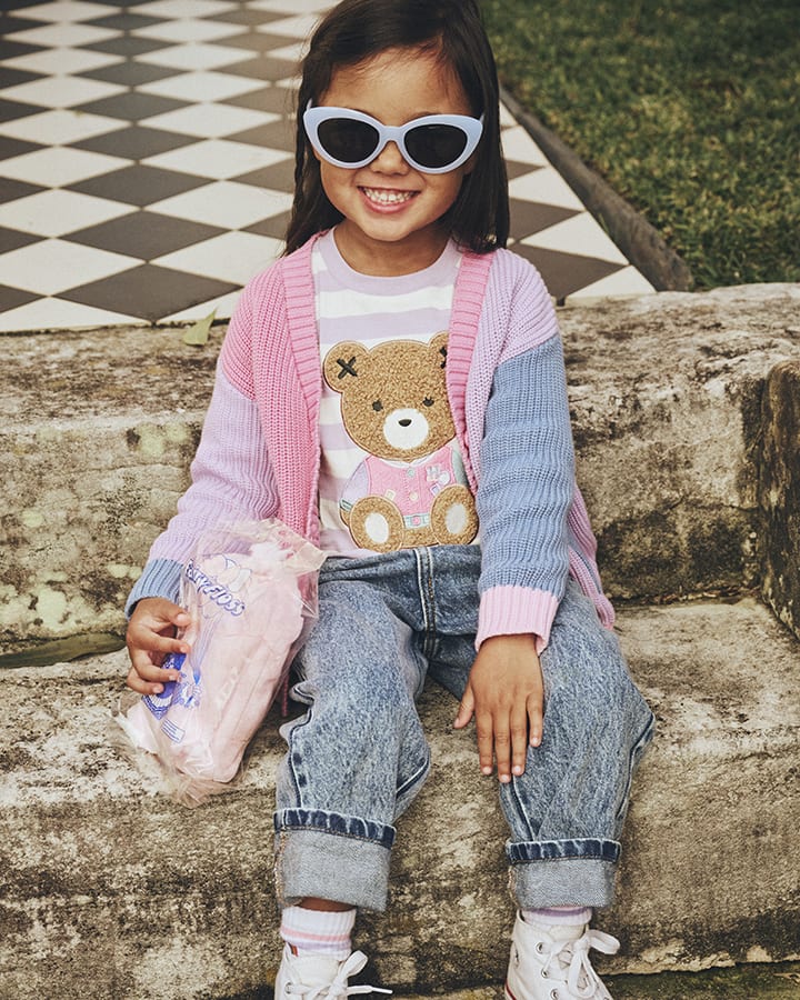 $80-85 PEEPING POCKET GIRL CARDI-MULTI