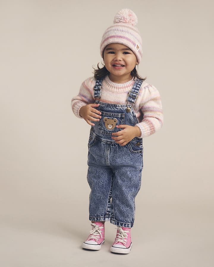 $40 RAINBOW STRIPE KNIT BEANIE-MULTI