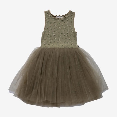 VINTAGE FLOWER TUTU-Olive