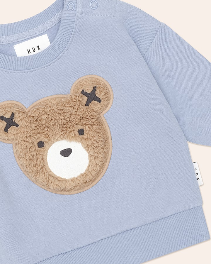$70 STONE BLUE FURRY HUXBEAR SWEATSHIRT-STONE BLUE