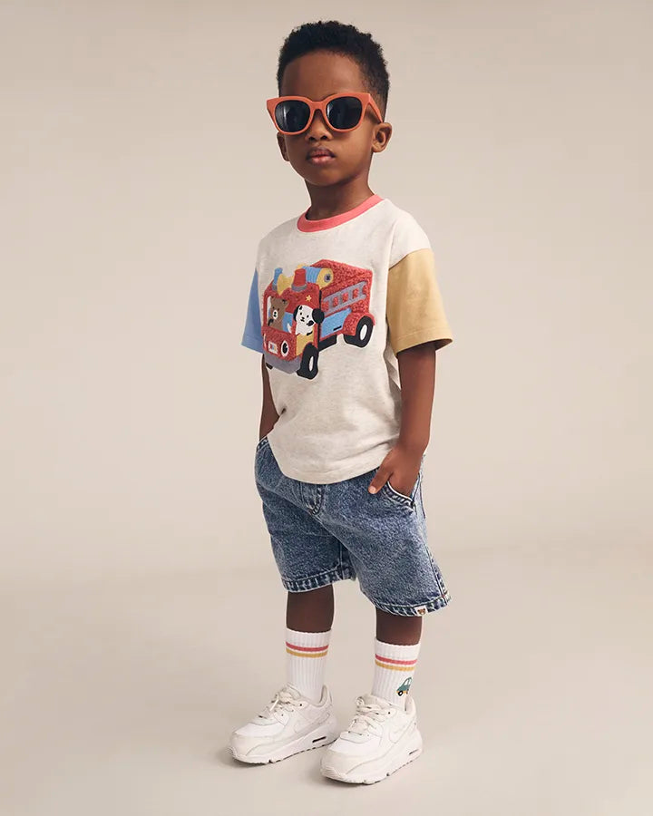 $50-55 FIRETRUCK HUX T-SHIRT-ALMOND MARLE