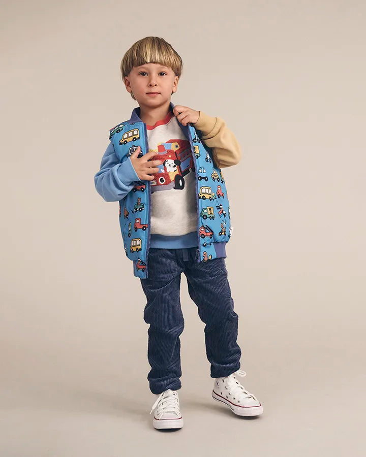 $95 HUXMOBILE REVERSIBLE PUFFER VEST-MIDNIGHT