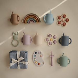 Silicone Training Cup + Straw (Soft Lilac)