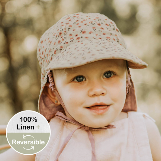 Reversible Baby Flap Sun Hat - Penny / Rosa