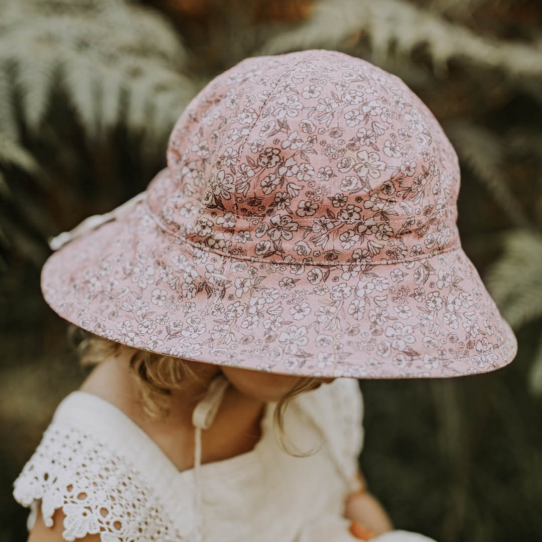Girls Reversible Sun Hat - Florence / Flax