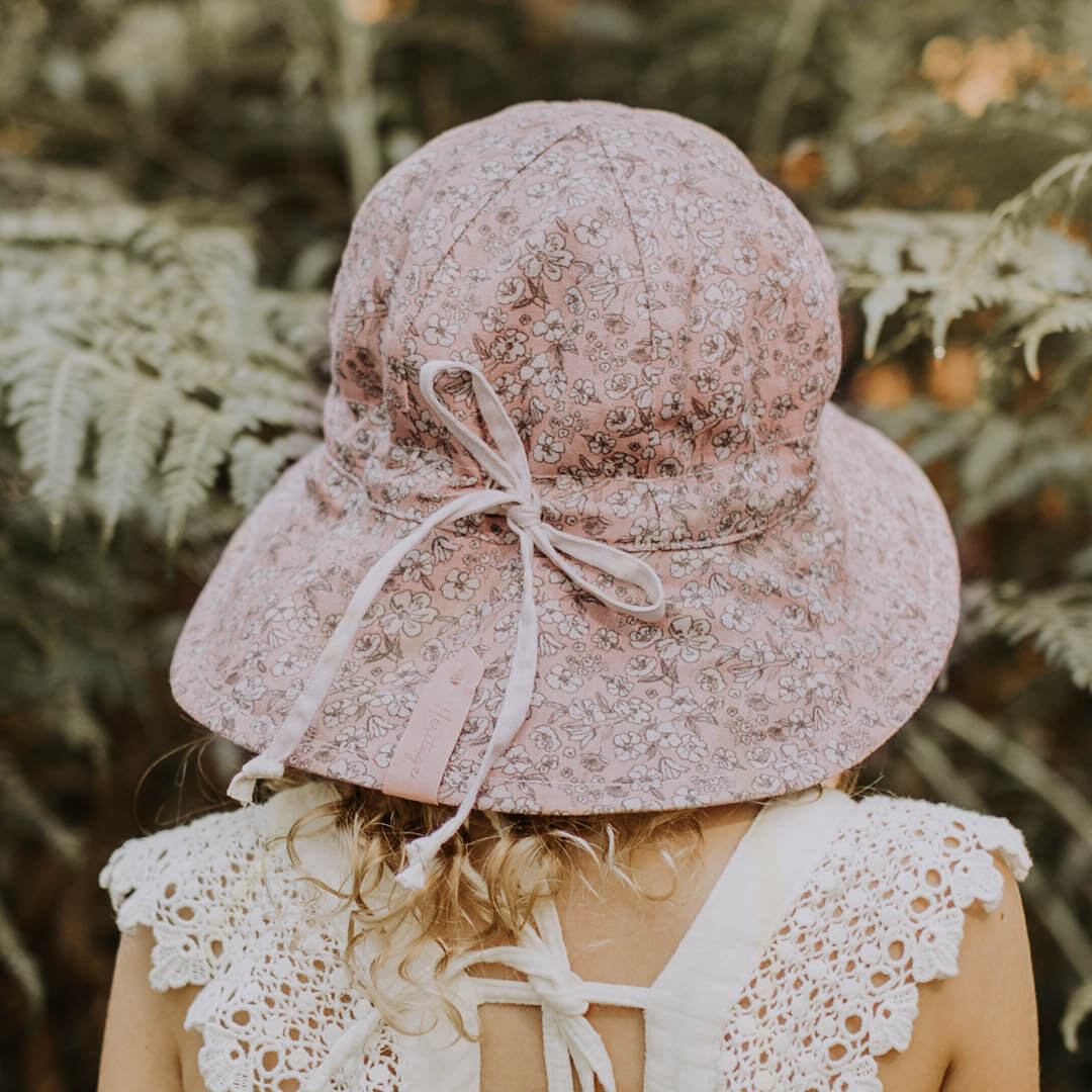 Girls Reversible Sun Hat - Florence / Flax