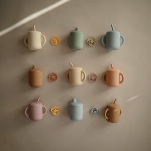 Silicone Training Cup + Straw (Powder Blue)