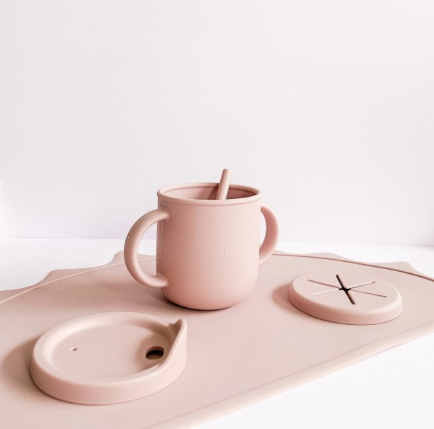All-in-One Silicone Sippy Snack Cup Blush Pink