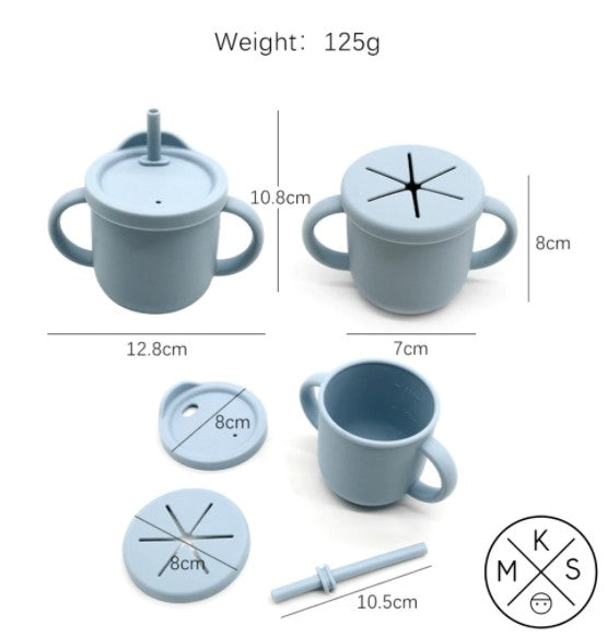 All-in-One Silicone Sippy Snack Cup Mustard