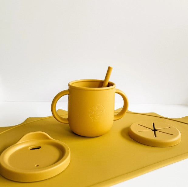 All-in-One Silicone Sippy Snack Cup Mustard