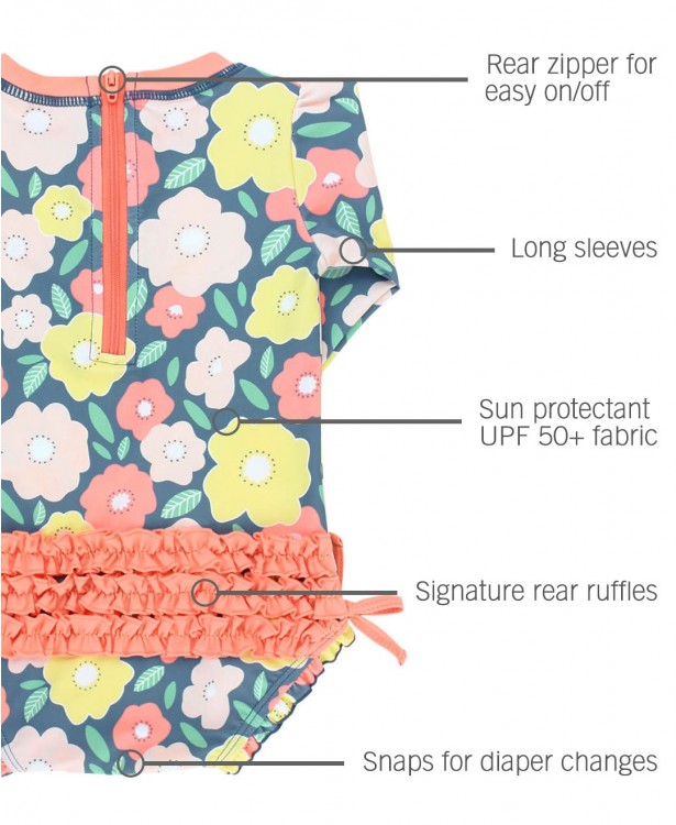 Flowering Around One Piece Rash Guard