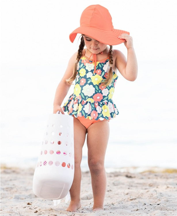 Flowering Around Scallop Peplum One Piece