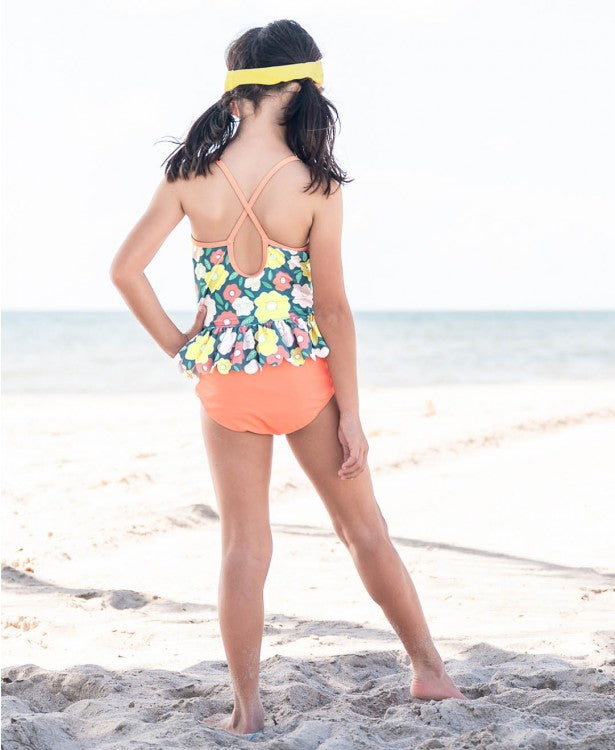 Flowering Around Scallop Peplum One Piece