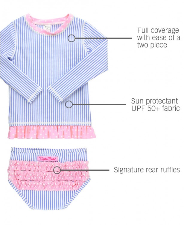 Periwinkle Long Sleeve Rash Guard Bikini