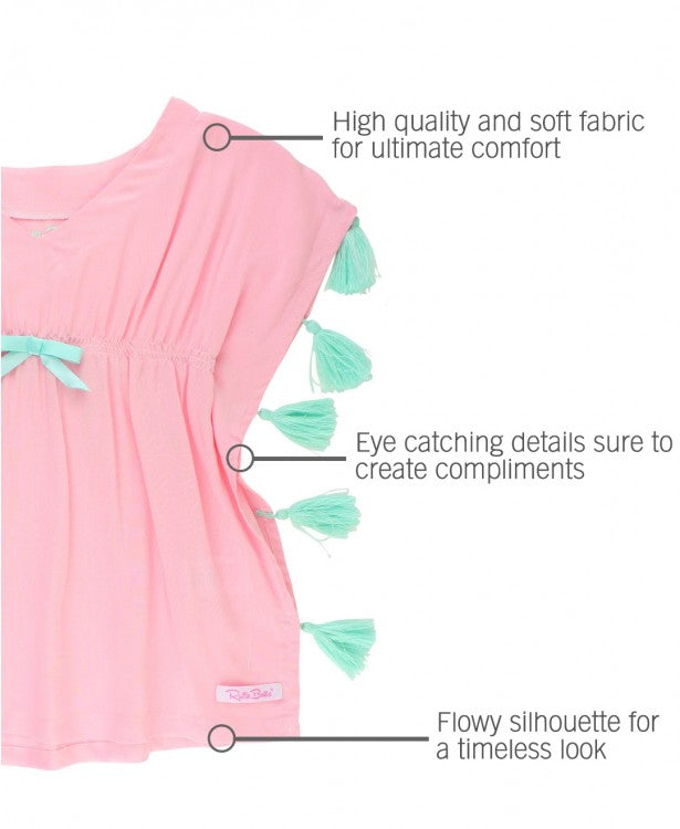 Pink Tassel Kaftan Cover-Up