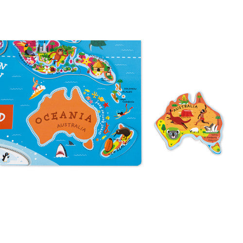 MAGNETIC WORLD MAP PUZZLE ENGLISH VERSION 92 PIECES (WOOD)