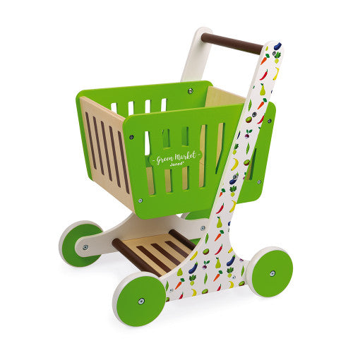 GREEN MARKET SHOPPING TROLLEY (WOOD)