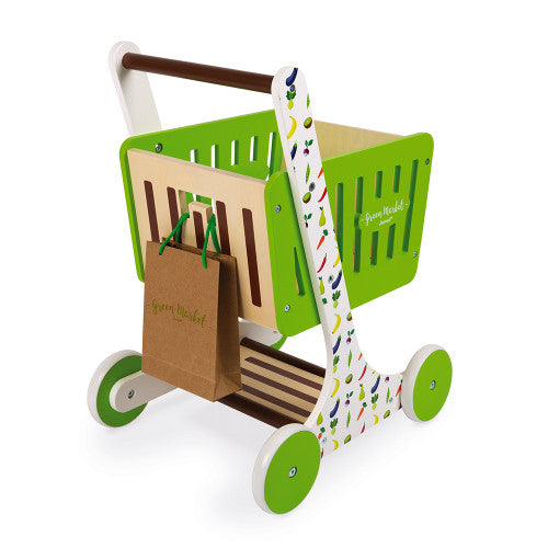 GREEN MARKET SHOPPING TROLLEY (WOOD)