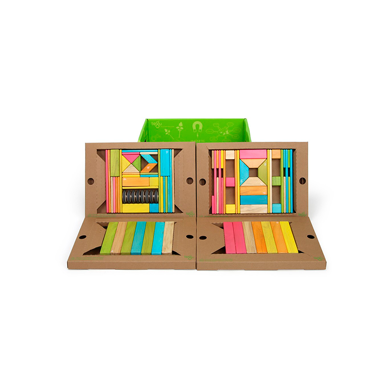 90-Piece Classroom Kit Magnetic Wooden Blocks Bulk Pack