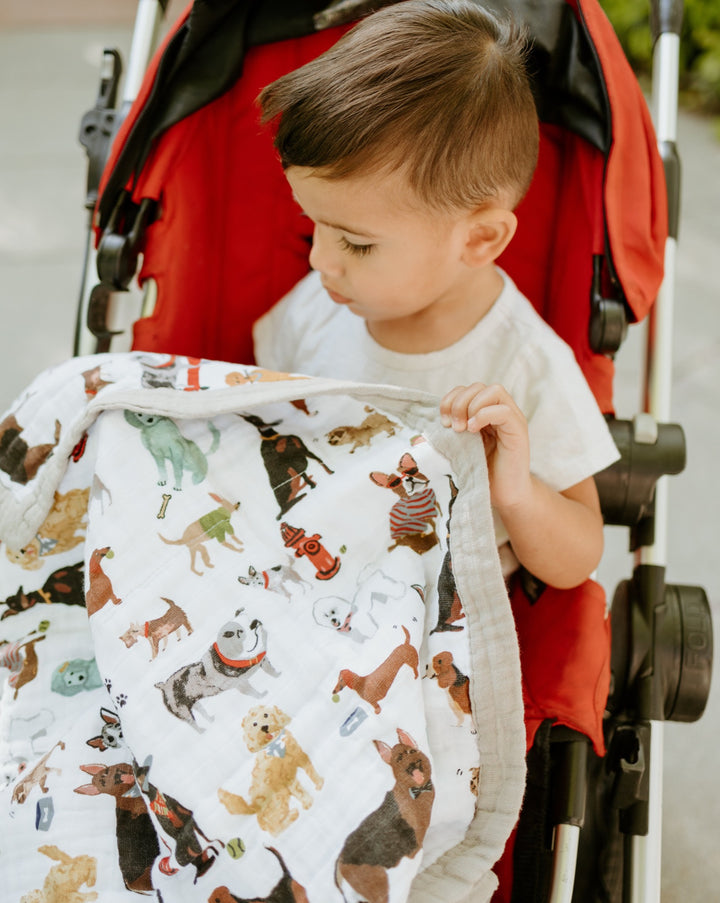 Cotton Muslin Baby Quilt - Tropical Leaf