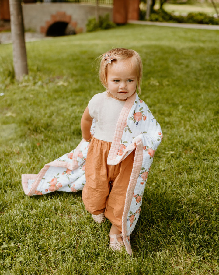 Cotton Muslin Baby Quilt - Tropical Leaf