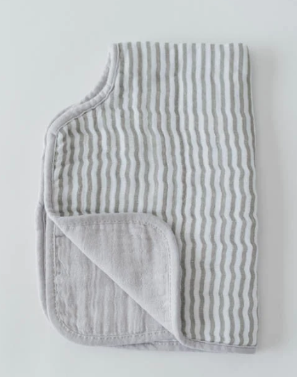 Cotton Muslin Burp Cloth - Grey Stripe