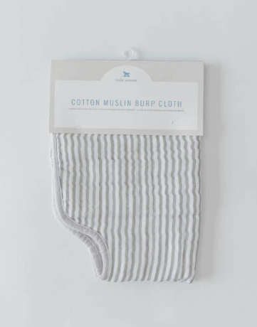 Cotton Muslin Burp Cloth - Grey Stripe