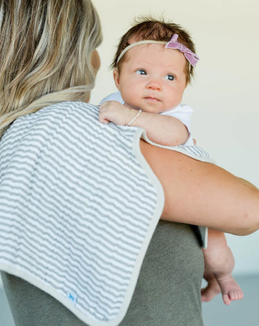 Cotton Muslin Burp Cloth - Grey Stripe