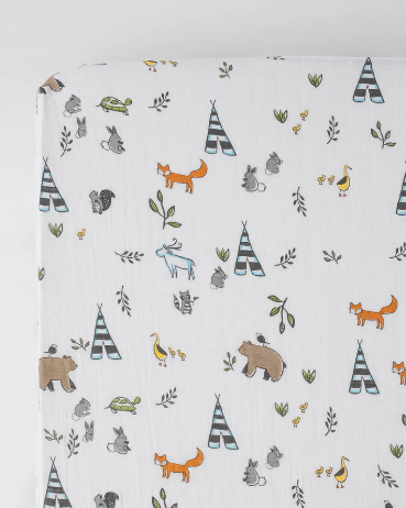 Cotton Muslin Crib Sheet - Forest Friends