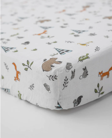 Cotton Muslin Crib Sheet - Forest Friends