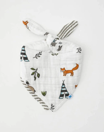 Cotton Muslin Reversible Bandana Bib - Forest Friends