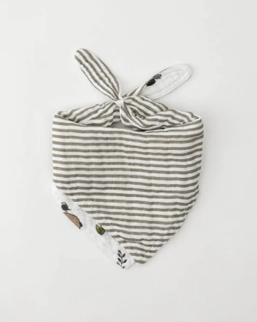 Cotton Muslin Reversible Bandana Bib - Forest Friends
