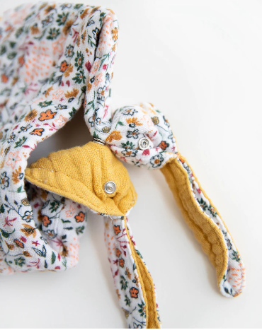 Cotton Muslin Reversible Bandana Bib - Pressed Petals