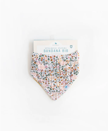 Cotton Muslin Reversible Bandana Bib - Pressed Petals