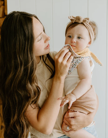 Cotton Muslin Reversible Bandana Bib - Pressed Petals