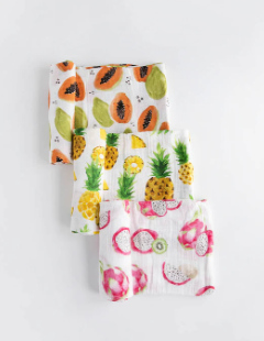 Cotton Muslin Swaddle Blanket Set - Tropical Fruit