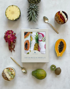 Cotton Muslin Swaddle Blanket Set - Tropical Fruit