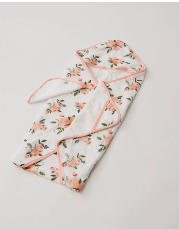 Infant Hooded Towel & Washcloth Set - Watercolor Roses Set