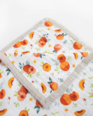 Cotton Muslin Quilted Throw - Georgia Peach
