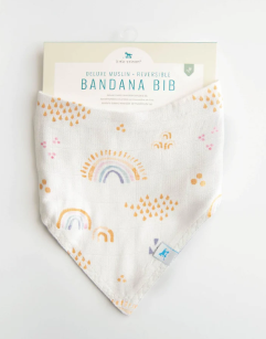 Deluxe Muslin Reversible Bandana Bib - Rainbows & Raindrops