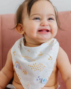 Deluxe Muslin Reversible Bandana Bib - Rainbows & Raindrops