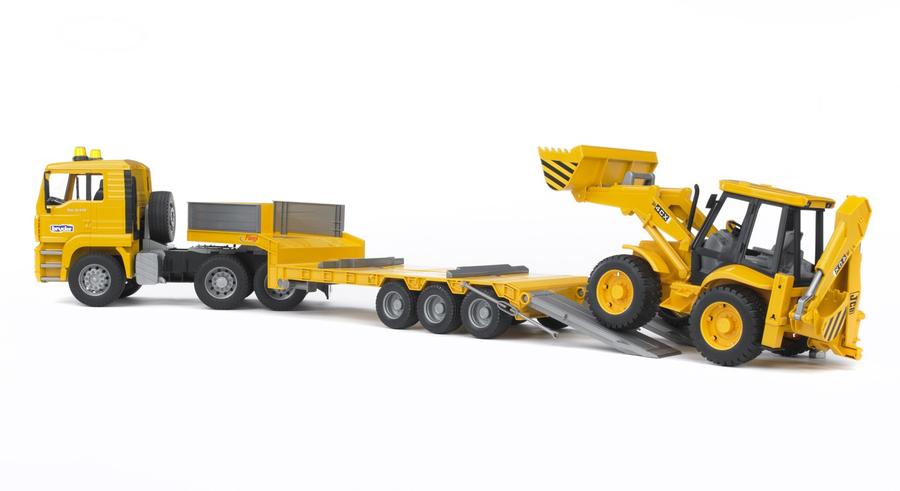 Bruder 02776 MAN TGA Low Loader w/ JCB Backhoe Loader