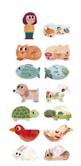 LONDJI Puzzle - I Love My Pets - (21 pcs) Shape & Reversible