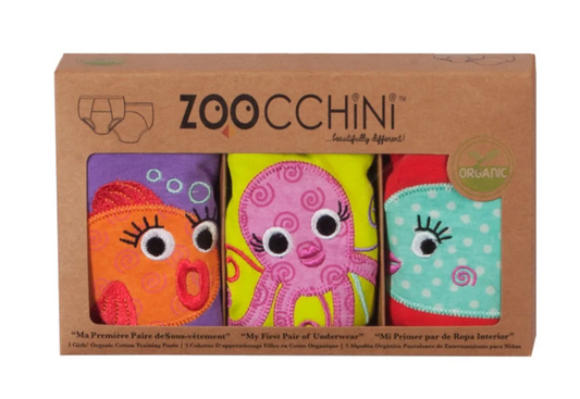 3 PIECE ORGANIC POTTY TRAINING PANTS SET - GIRLS OCEAN FRIENDS