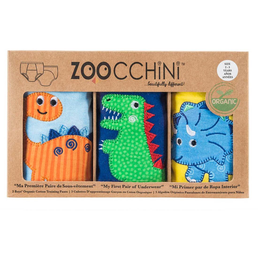 3 PIECE ORGANIC POTTY TRAINING PANTS SET - BOYS JURASSIC PALS