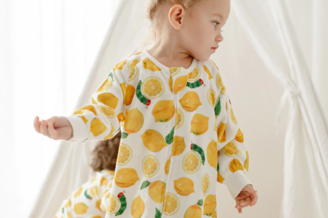 Bamboo Pima Long Sleeve Sleep Suit 0.6 TOG - Eric Carle Lemon Squeezy