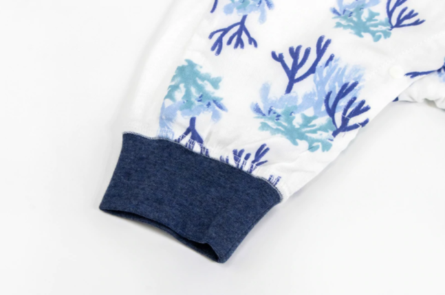 Raglan Bamboo Pima Short Sleeve Sleep Suit 0.6 TOG - Blue Reef