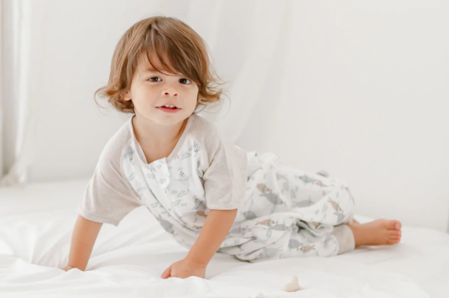 Raglan Bamboo Pima Short Sleeve Sleep Suit 0.6 TOG - Ocean Float